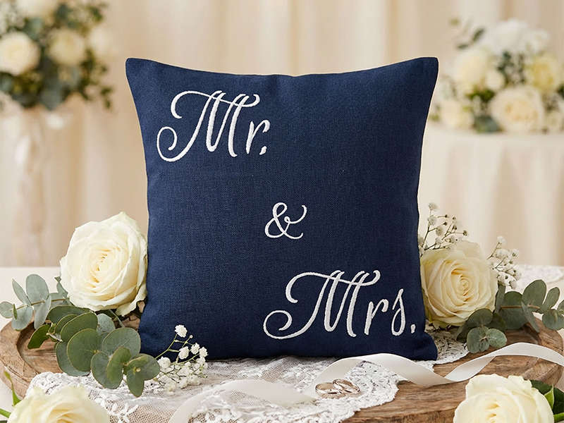 Ringkissen Mr. and  Mrs. - ITH-Stickdatei